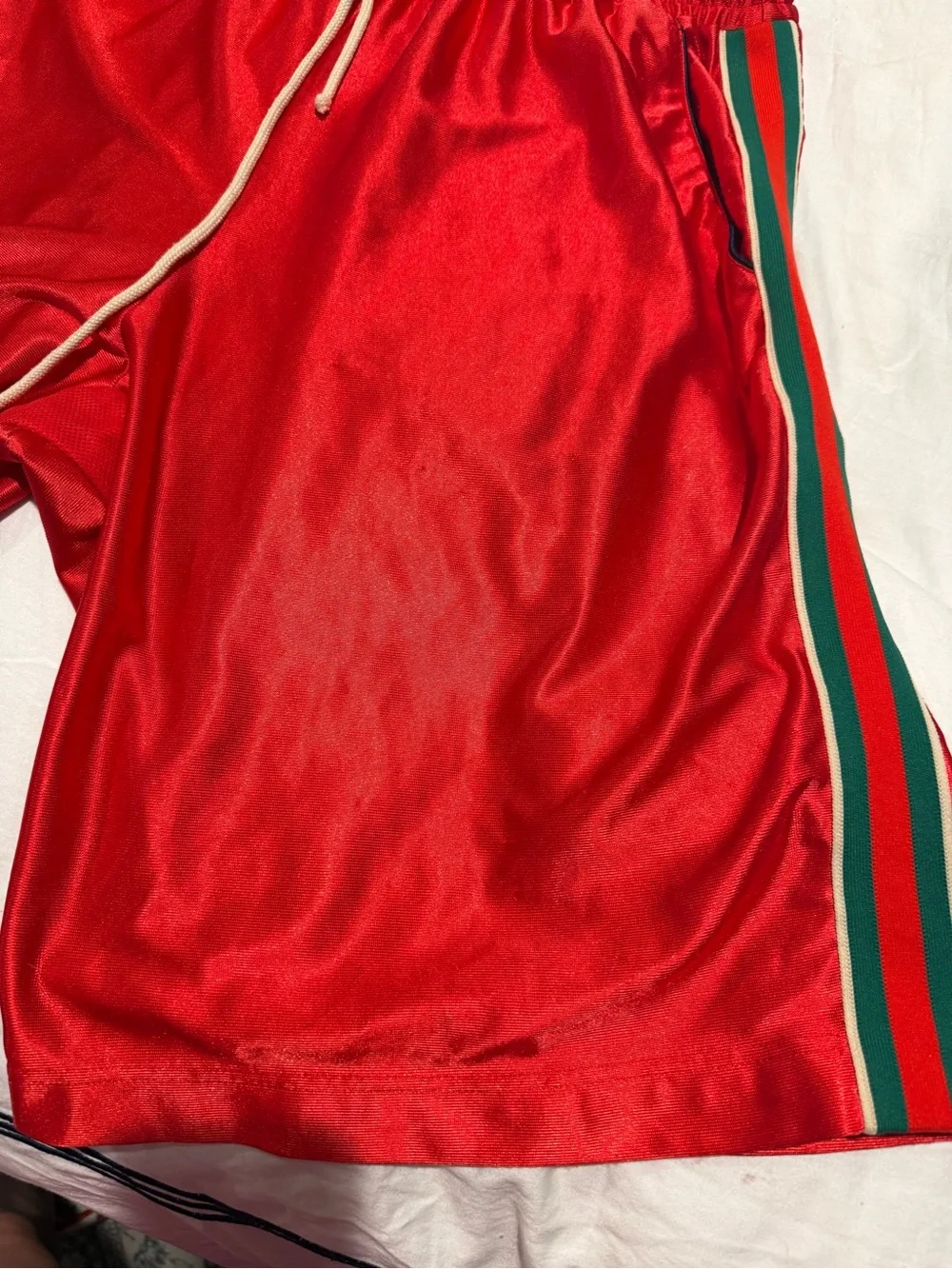 Gucci Men’s Red Web Stripe Shorts – Approx. M / W34 – Made in Italy
